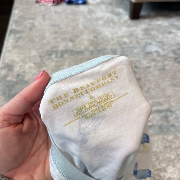 TBBC Sutton's Sweet Dream Pajamas Set Seaside Stork with Buckhead Blue 8 - Picture 7 of 10